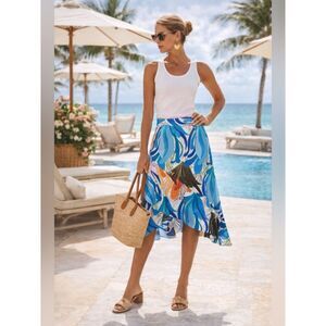 Kobi Halperin Silk Midi Skirt S Whimsical Fairy Print Asymmetrical